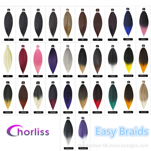 Wholesale Ombre Easy Braid Pre Stretched Braids Hair Synthetic Yaki Bulk For Crochet Hair Extension Pre stretched Braiding Hair